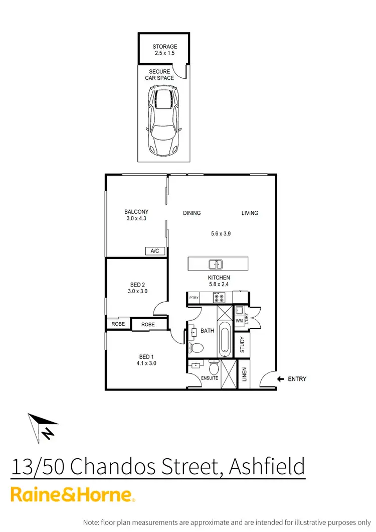 Floorplan of Homely unit listing, 13/50 Chandos Street, Ashfield NSW 2131