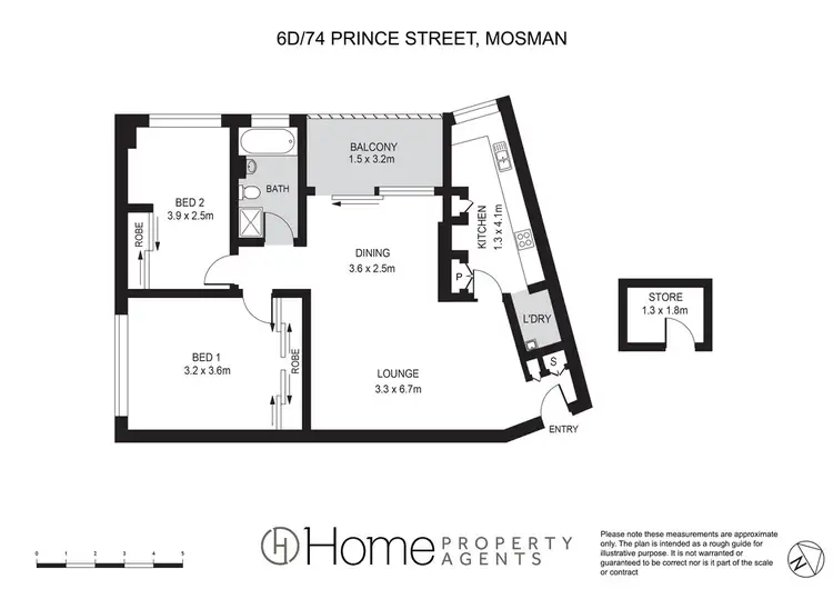 Floorplan of Homely apartment listing, 6D/74 Prince Street, Mosman NSW 2088