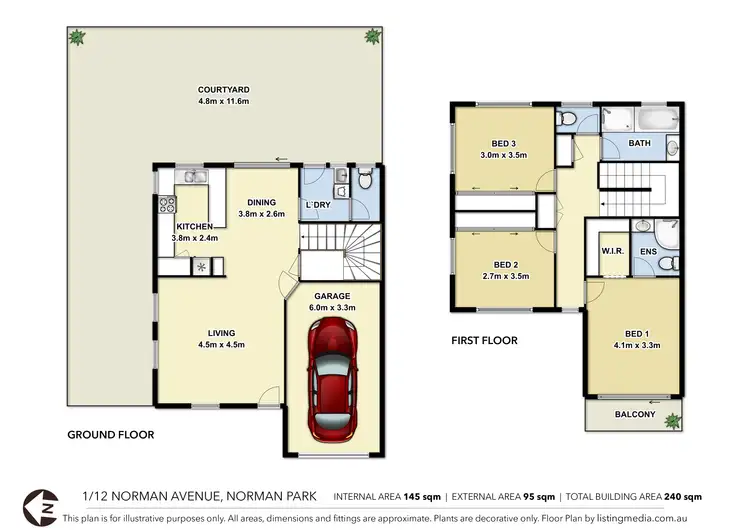 Floorplan of Homely townhouse listing, 1/12 Norman Avenue, Norman Park QLD 4170
