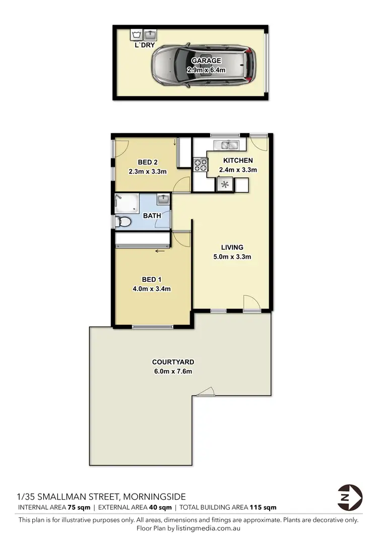 Floorplan of Homely unit listing, 1/35 Smallman Street, Bulimba QLD 4171