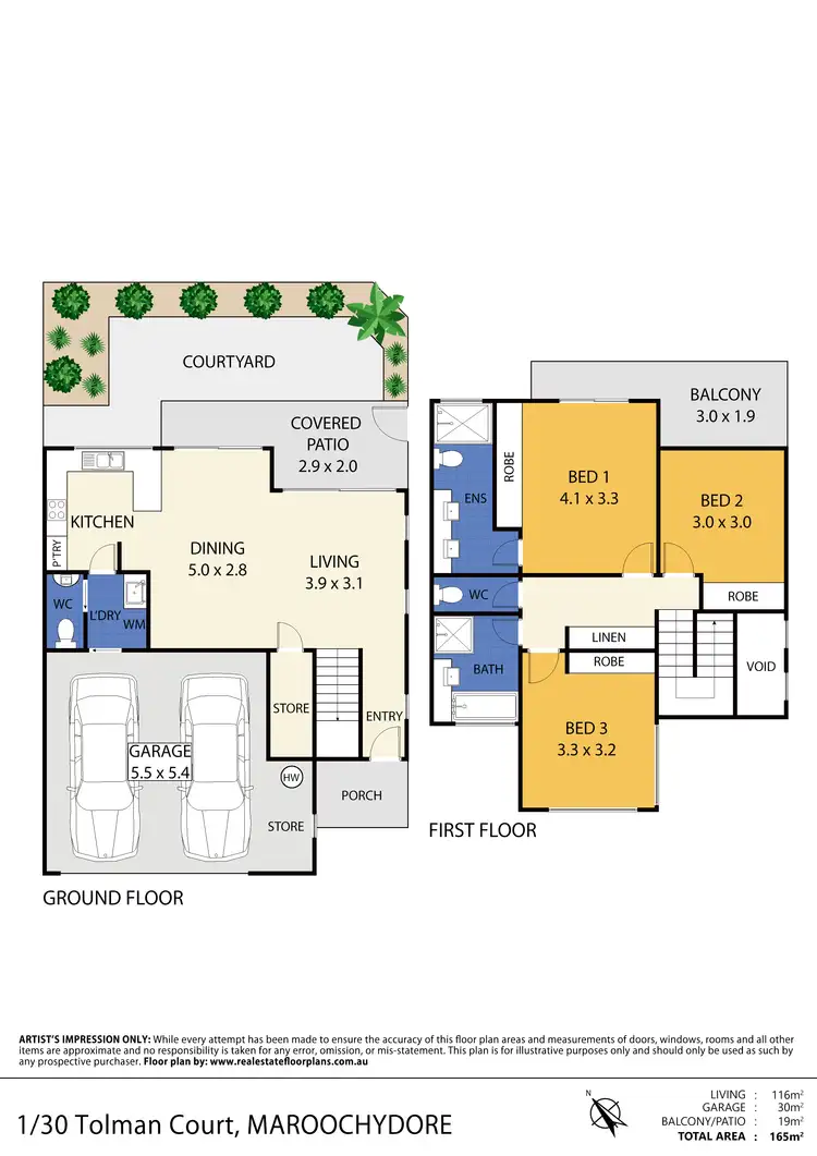 Floorplan of Homely unit listing, 1/30 Tolman Court, Maroochydore QLD 4558