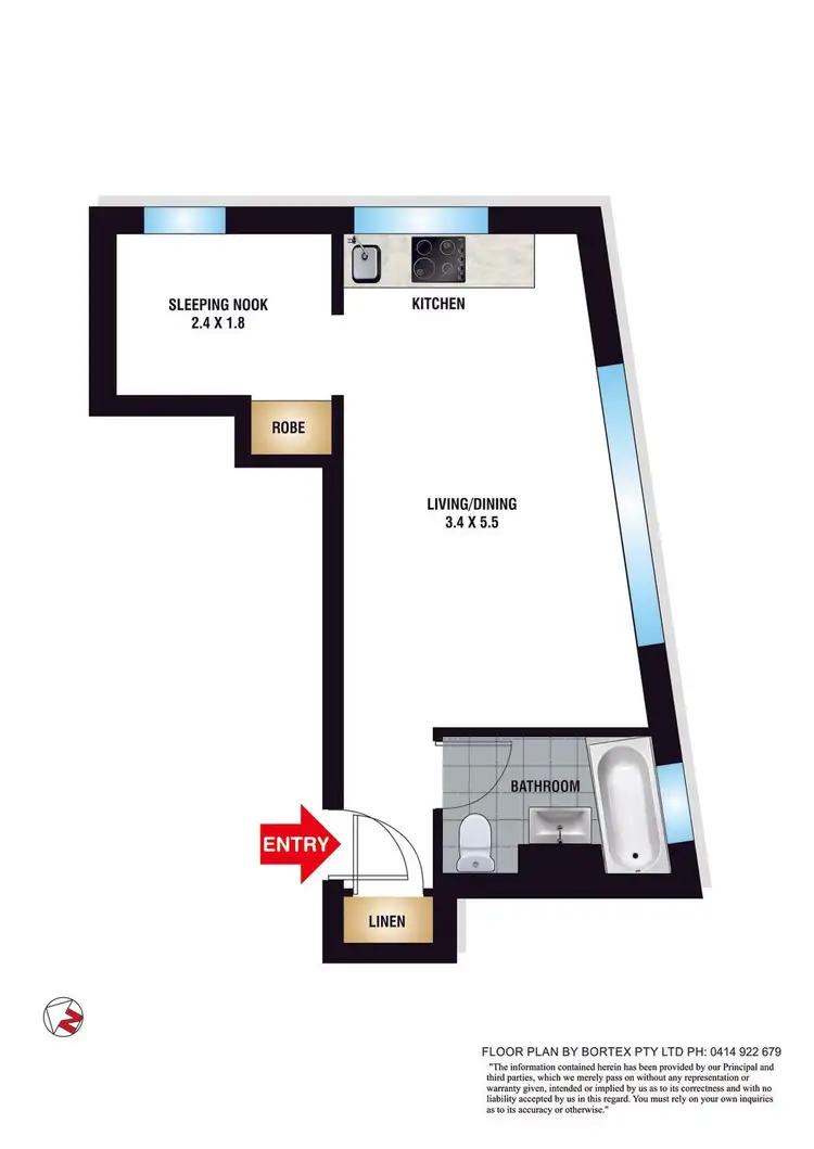 Floorplan of Homely studio listing, 13/4 Barncleuth Square, Elizabeth Bay NSW 2011