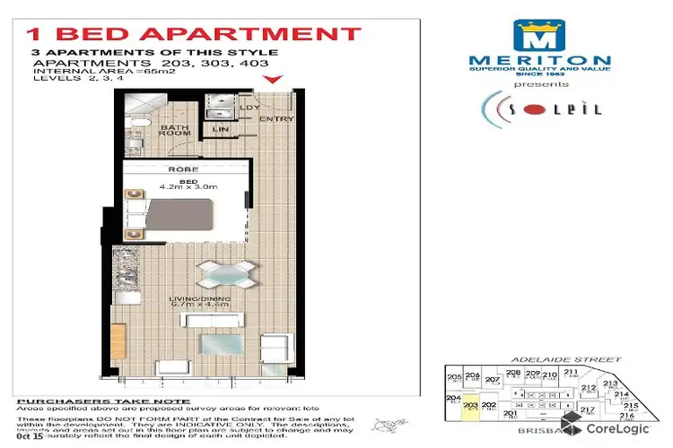 Floorplan of Homely apartment listing, 303/501 Adelaide Street, Brisbane City QLD 4000