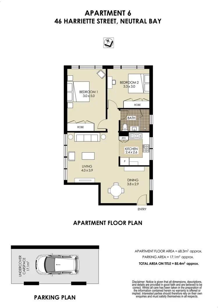 Floorplan of Homely apartment listing, 6/46 Harriette Street, Neutral Bay NSW 2089