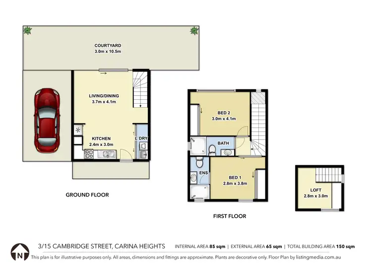 Floorplan of Homely townhouse listing, 3/15 Cambridge Street, Carina Heights QLD 4152