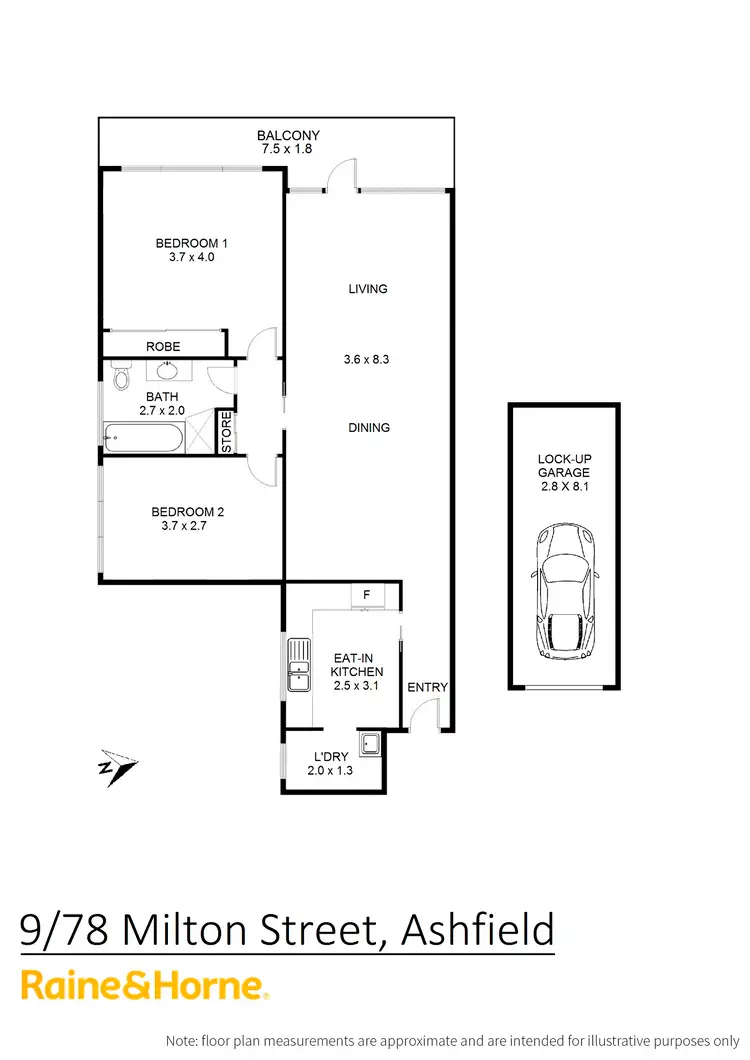 Floorplan of Homely unit listing, 9/78 Milton Street, Ashfield NSW 2131