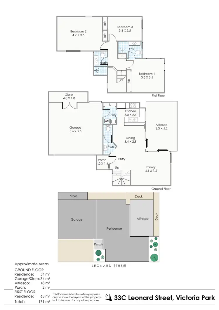 Floorplan of Homely townhouse listing, 33C Leonard Street, Victoria Park WA 6100