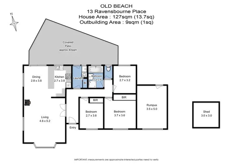 Floorplan of Homely house listing, 13 Ravensbourne Place, Old Beach TAS 7017