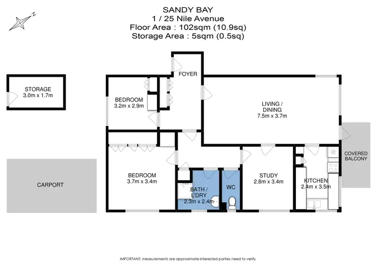 Floorplan of Homely apartment listing, 1/25 Nile Avenue, Sandy Bay TAS 7005