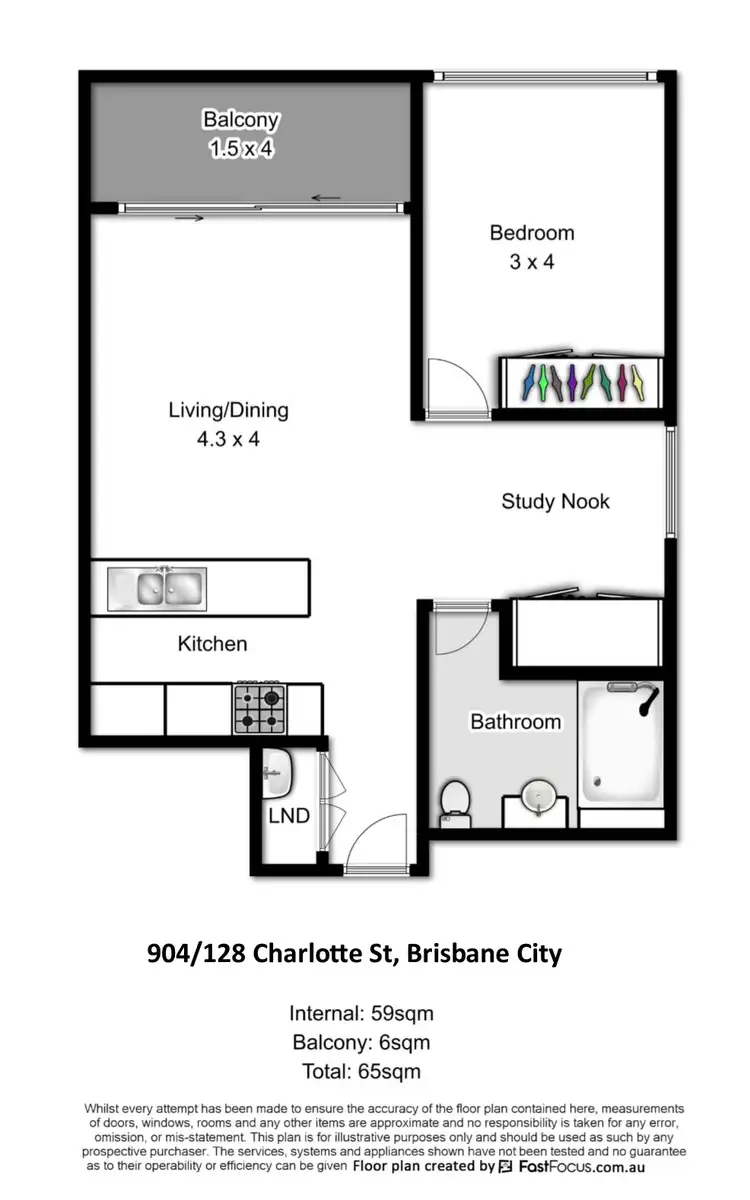 Floorplan of Homely apartment listing, 904/128 Charlotte Street, Brisbane City QLD 4000