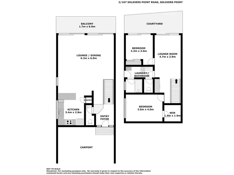 Floorplan of Homely townhouse listing, 2/107 Soldiers Point Road, Soldiers Point NSW 2317