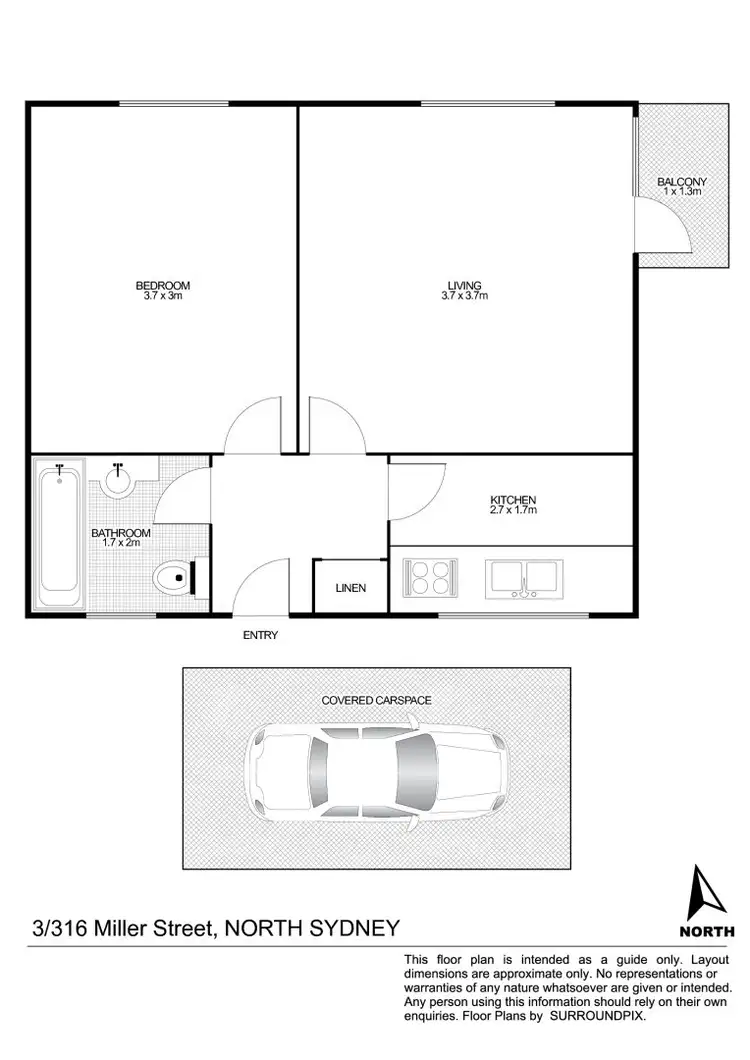 Floorplan of Homely apartment listing, 3/316 Miller Street, North Sydney NSW 2060