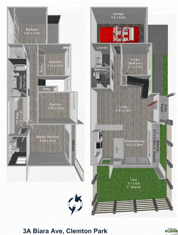 Floorplan of Homely semi-detached listing, 3A Biara Avenue, Clemton Park NSW 2206
