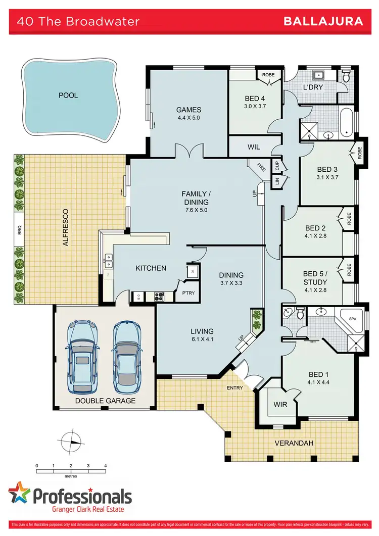Floorplan of Homely house listing, 40 The Broadwater, Ballajura WA 6066