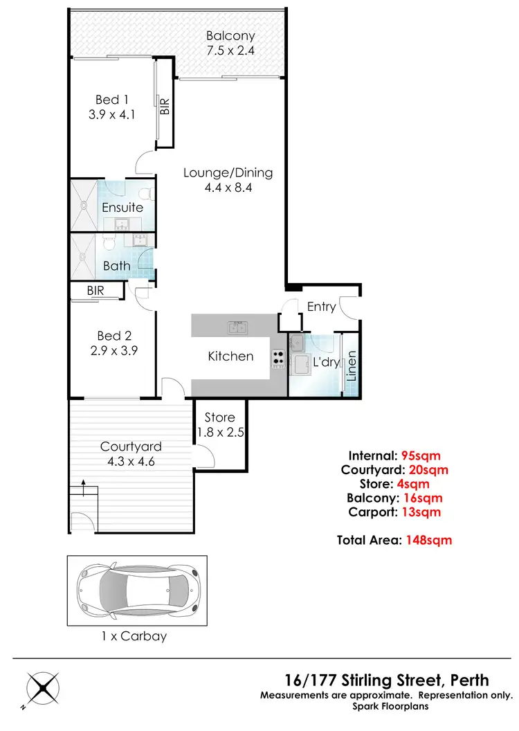 Floorplan of Homely apartment listing, 16/177 Stirling Street, Perth WA 6000