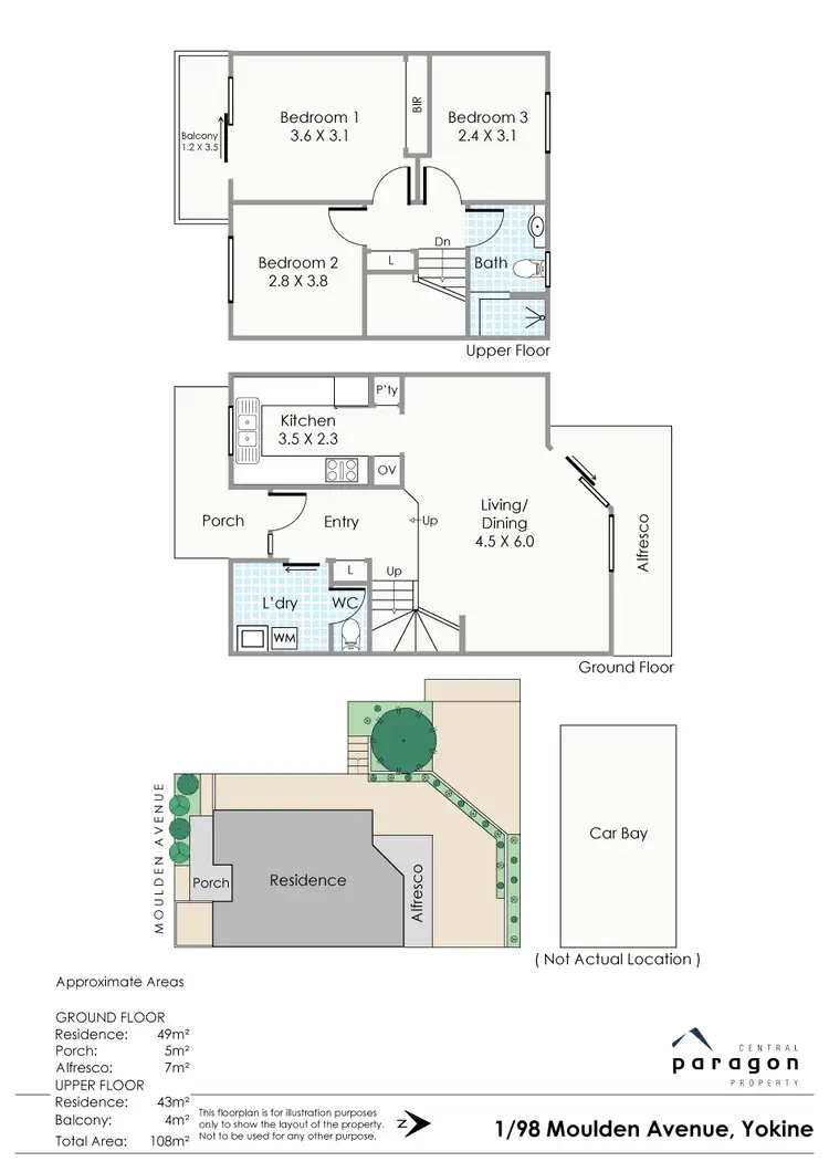 Floorplan of Homely townhouse listing, 1/98 Moulden Avenue, Yokine WA 6060