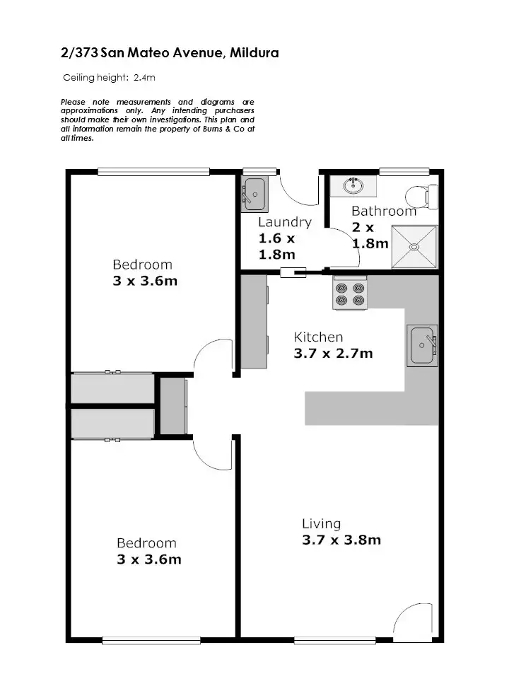 Floorplan of Homely unit listing, 2/373 San Mateo Avenue, Mildura VIC 3500