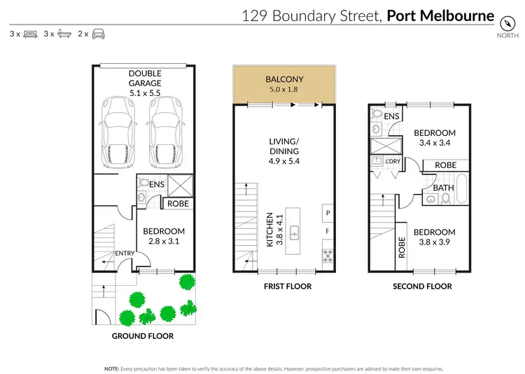 Floorplan of Homely townhouse listing, 129 Boundary Street, Port Melbourne VIC 3207