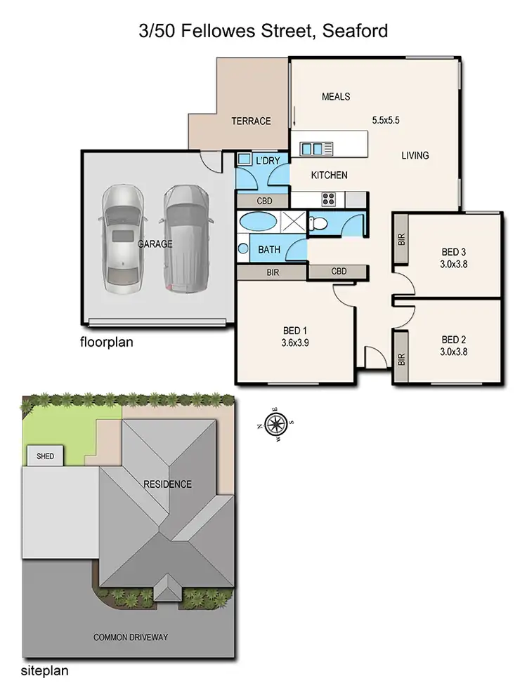 Floorplan of Homely townhouse listing, 3/50 Fellowes Street, Seaford VIC 3198
