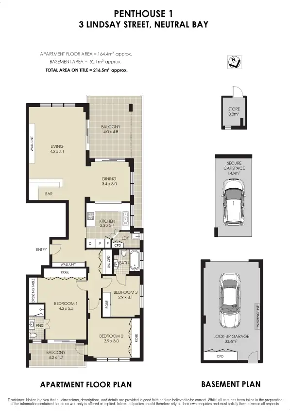 Floorplan of Homely apartment listing, Penthouse 1, 3 Lindsay Street, Neutral Bay NSW 2089