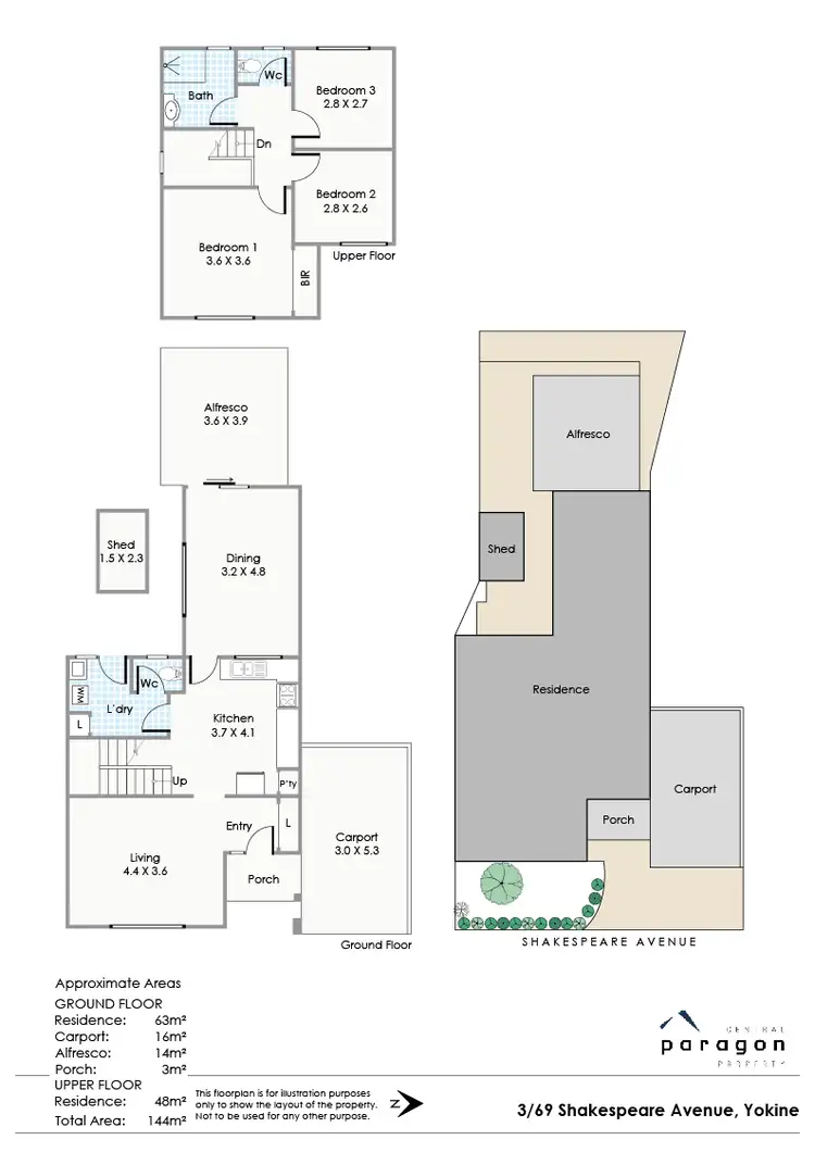 Floorplan of Homely townhouse listing, 3/69 Shakespeare Avenue, Yokine WA 6060
