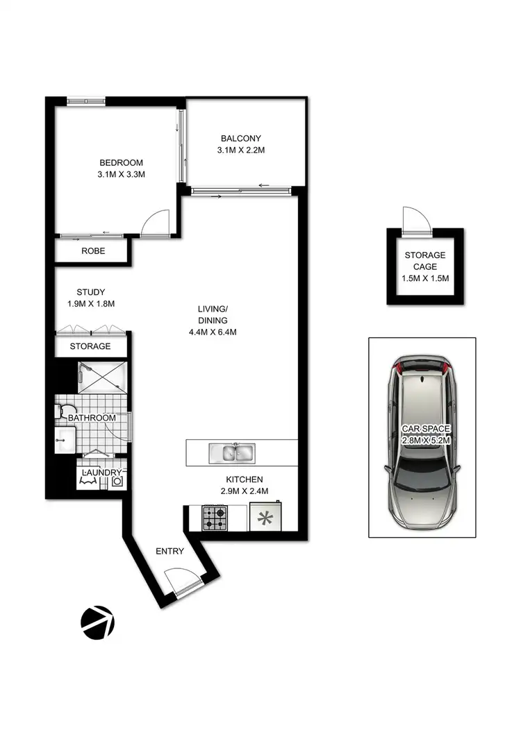 Floorplan of Homely apartment listing, 303/1-5 Pine Avenue, Little Bay NSW 2036
