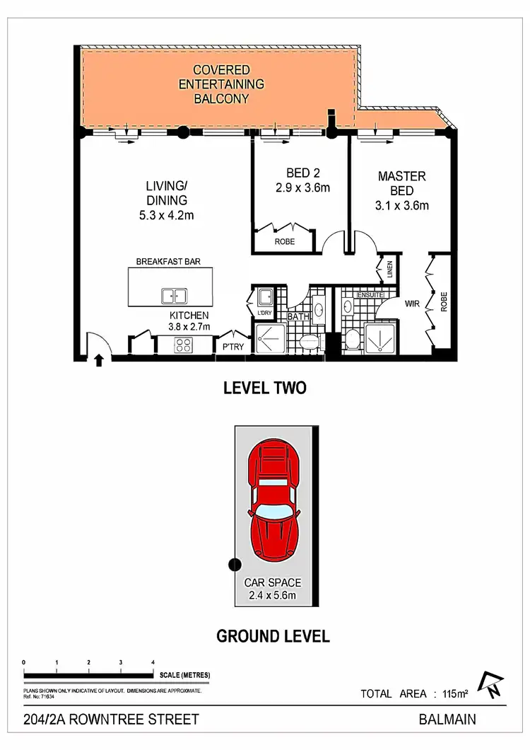 Floorplan of Homely apartment listing, 204/2A Rowntree Street, Balmain NSW 2041