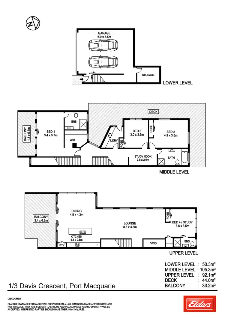 Floorplan of Homely semi-detached listing, 1/3 Davis Crescent, Port Macquarie NSW 2444