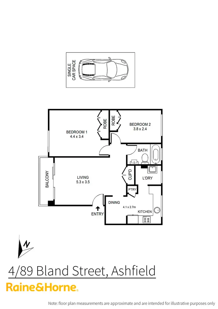 Floorplan of Homely unit listing, 4/89 Bland Street, Ashfield NSW 2131