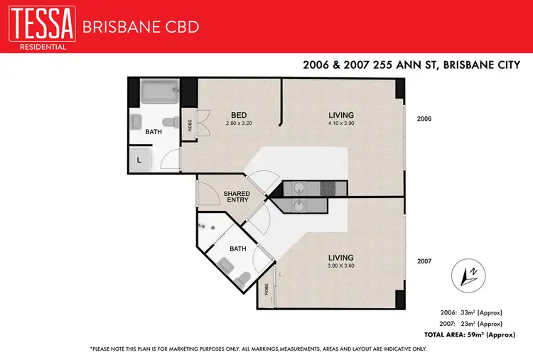 Floorplan of Homely apartment listing, 2006-2007/255 Ann Street, Brisbane City QLD 4000