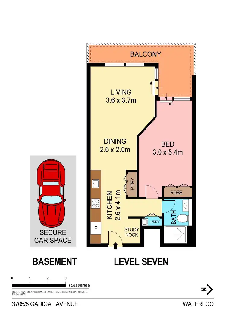 Floorplan of Homely unit listing, 3705/5 Gadigal Avenue, Waterloo NSW 2017
