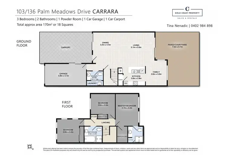 Floorplan of Homely townhouse listing, 103/136 Palm Meadows Drive, Carrara QLD 4211