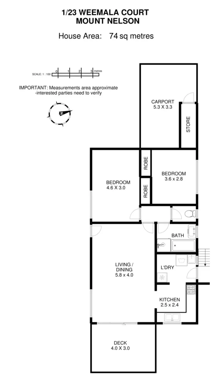 Floorplan of Homely villa listing, 1/23 Weemala Court, Mount Nelson TAS 7007