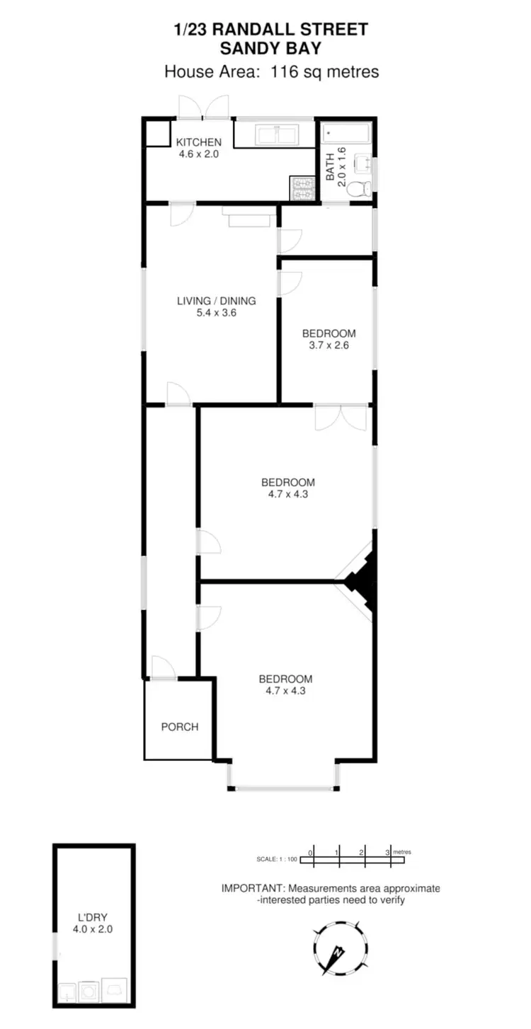 Floorplan of Homely house listing, 1/23 Randall Street, Sandy Bay TAS 7005