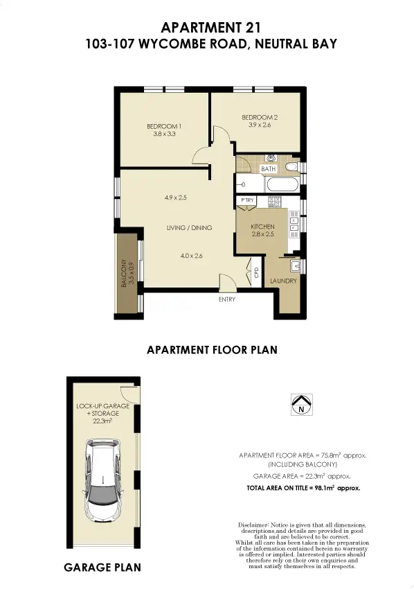 Floorplan of Homely apartment listing, 21/103 Wycombe Road, Neutral Bay NSW 2089
