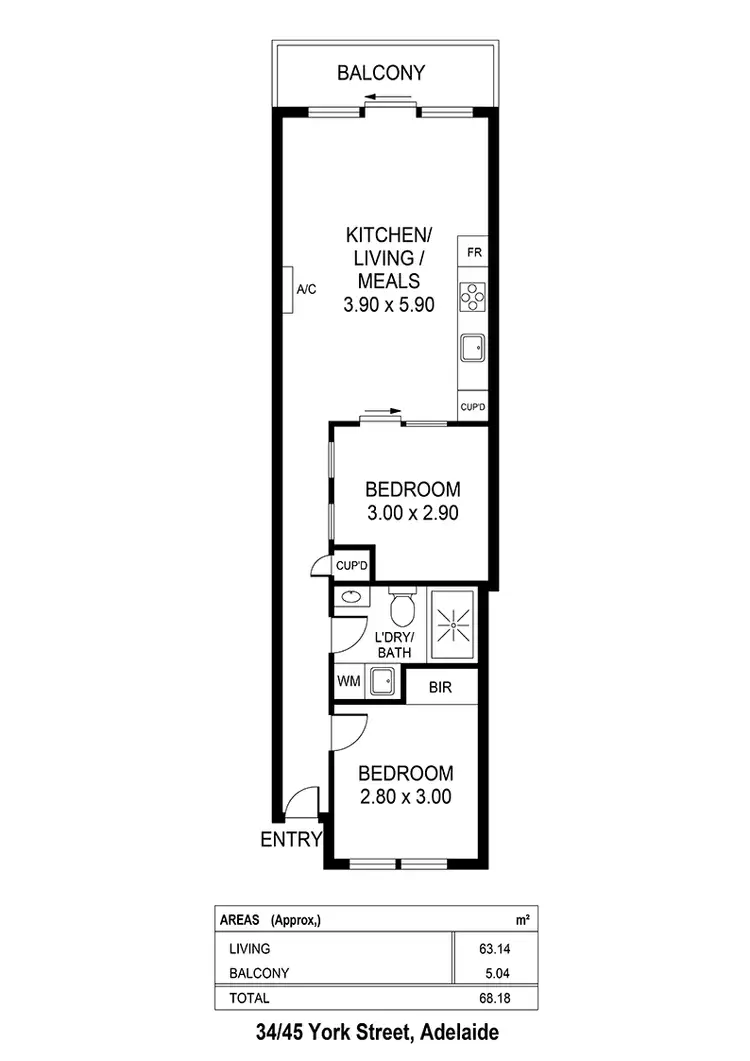 Floorplan of Homely apartment listing, 34/45 York Street, Adelaide SA 5000