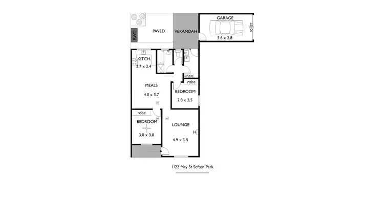 Floorplan of Homely unit listing, 1/22 May Street, Sefton Park SA 5083