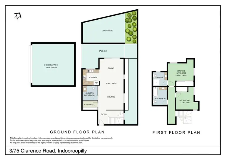 Floorplan of Homely townhouse listing, 3/75 Clarence Road, Indooroopilly QLD 4068