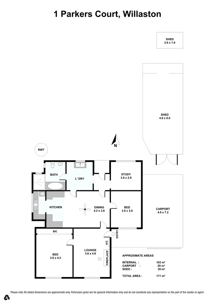 Floorplan of Homely house listing, 1 Parkers Court, Willaston SA 5118
