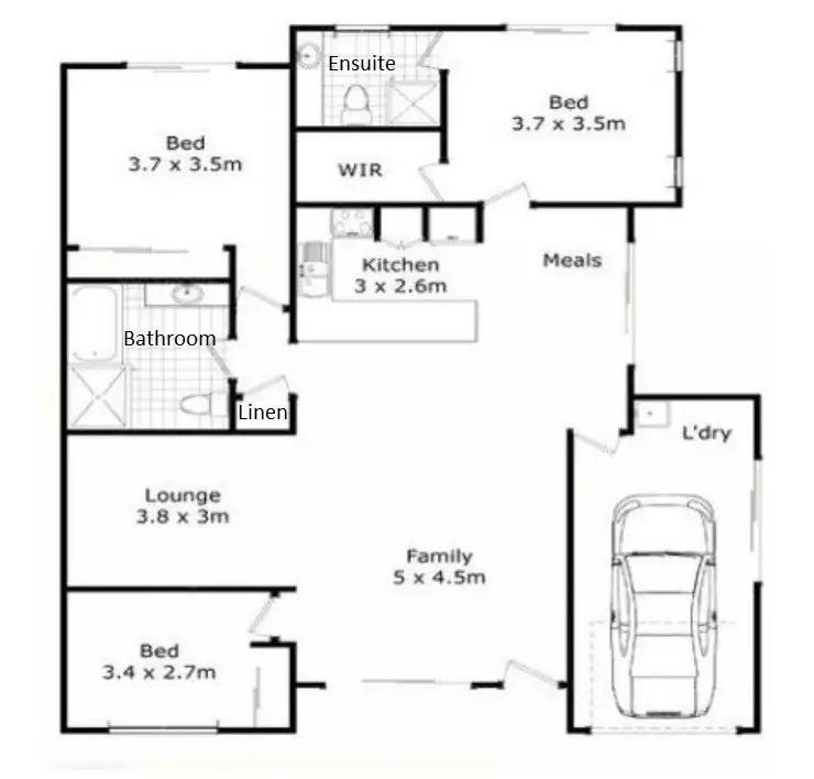 Floorplan of Homely unit listing, 1/1 Currawong Street, Lowood QLD 4311