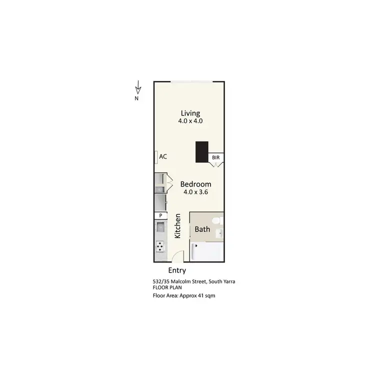 Floorplan of Homely apartment listing, 532/35 Malcolm Street, South Yarra VIC 3141
