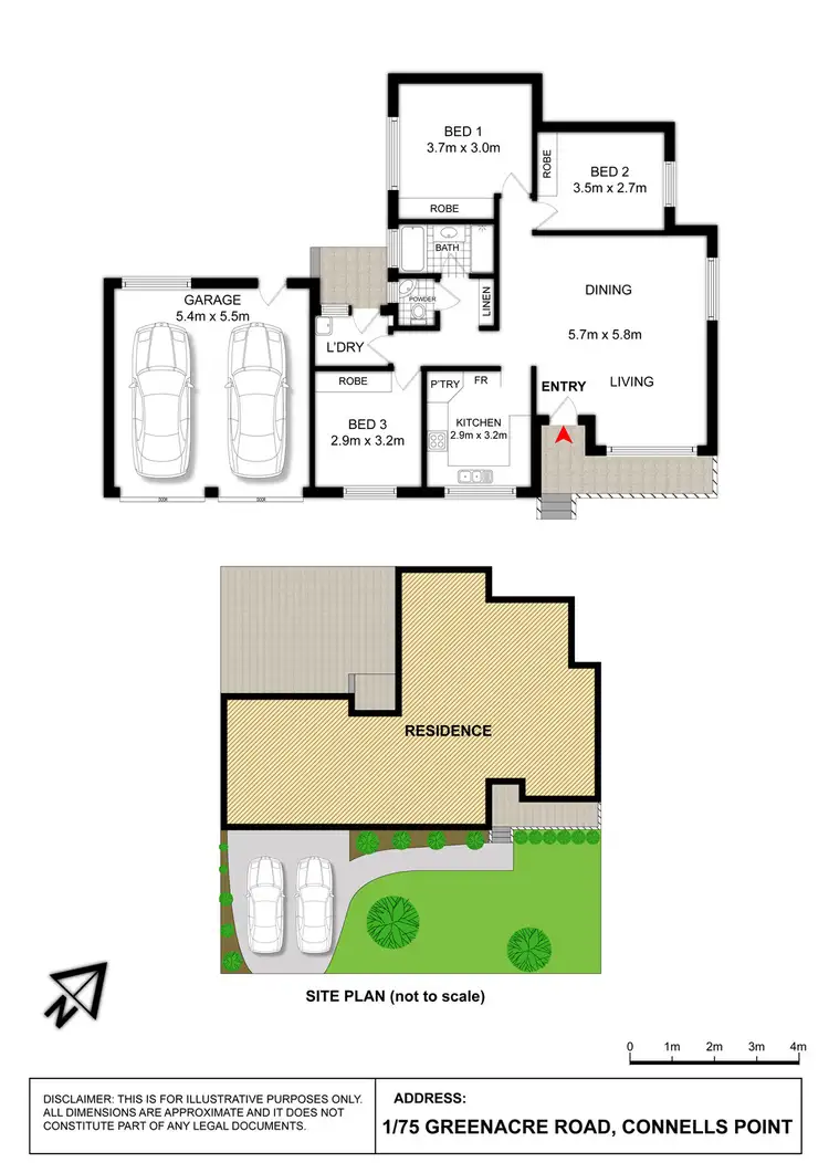Floorplan of Homely villa listing, 1/75 Greenacre Road, Connells Point NSW 2221