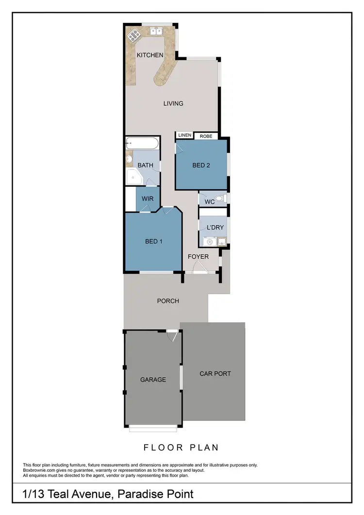 Floorplan of Homely semi-detached listing, 1/13 Teal Avenue, Paradise Point QLD 4216