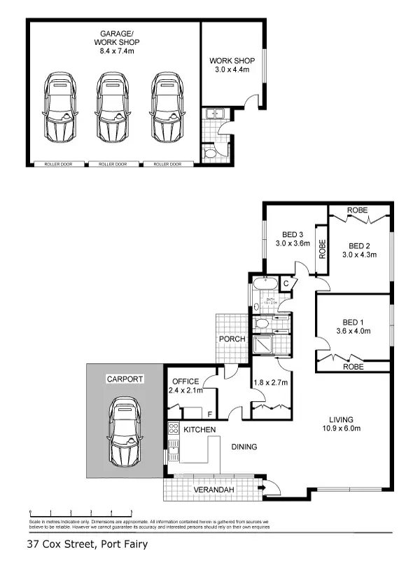 Floorplan of Homely house listing, 37 Cox Street, Port Fairy VIC 3284