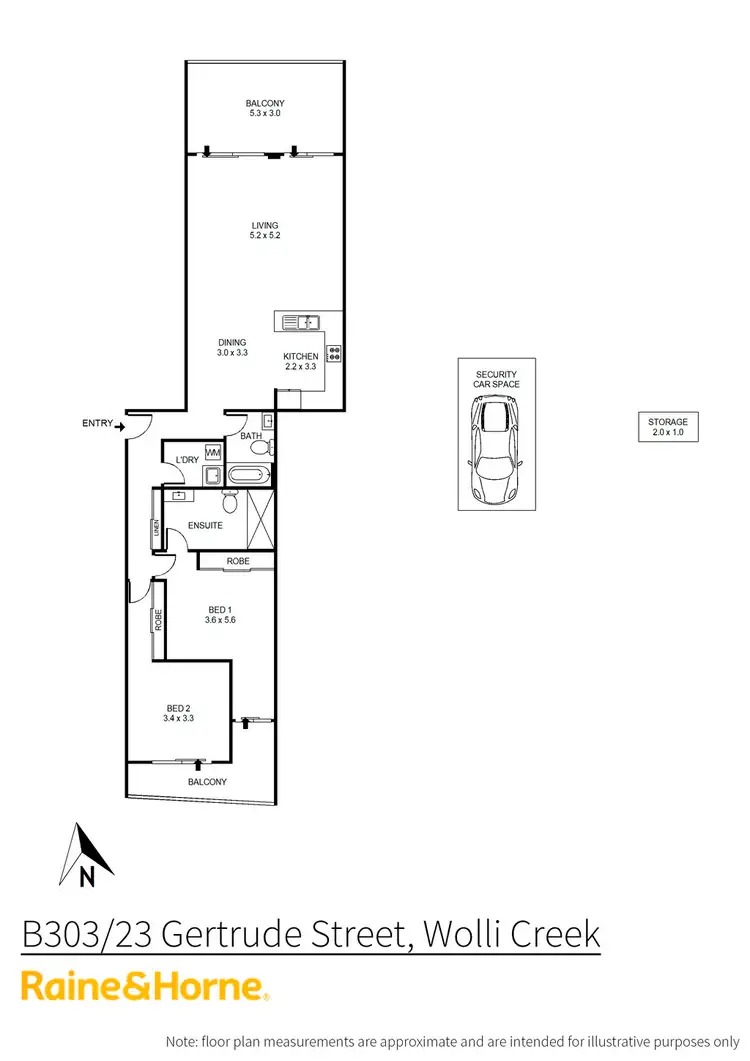 Floorplan of Homely apartment listing, B303/20 - 26 Innesdale Road (enter from Robert Lane), Wolli Creek NSW 2205