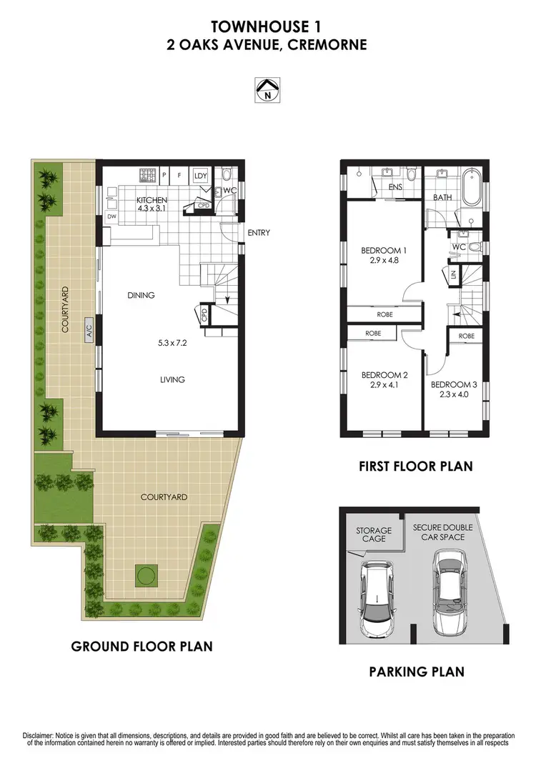 Floorplan of Homely townhouse listing, 1/2 Oaks Avenue, Cremorne NSW 2090