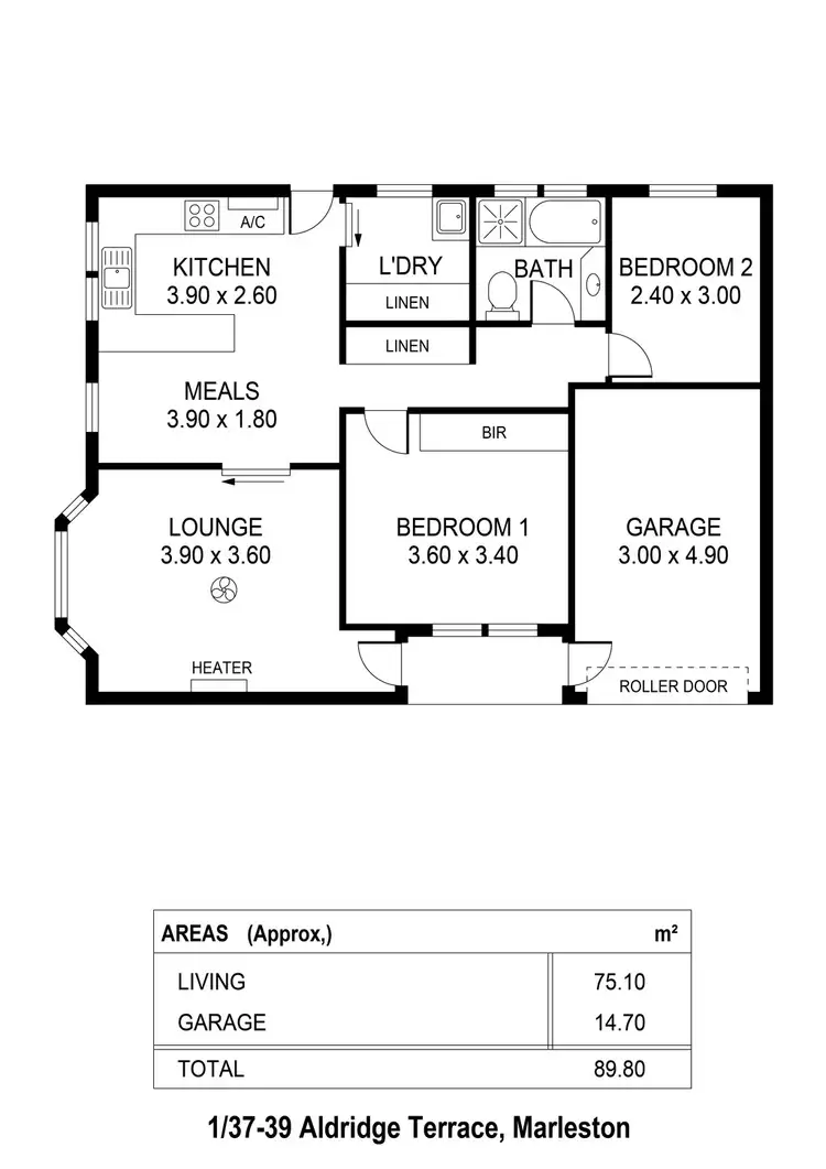 Floorplan of Homely unit listing, 1/37-39 Aldridge Terrace, Marleston SA 5033