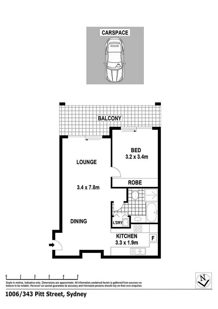 Floorplan of Homely apartment listing, 1006/343 Pitt Street, Sydney NSW 2000