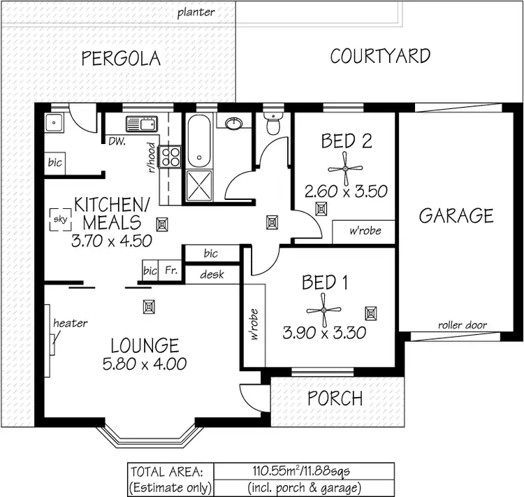Floorplan of Homely unit listing, Unit 1, 269 Seacombe Road, South Brighton SA 5048