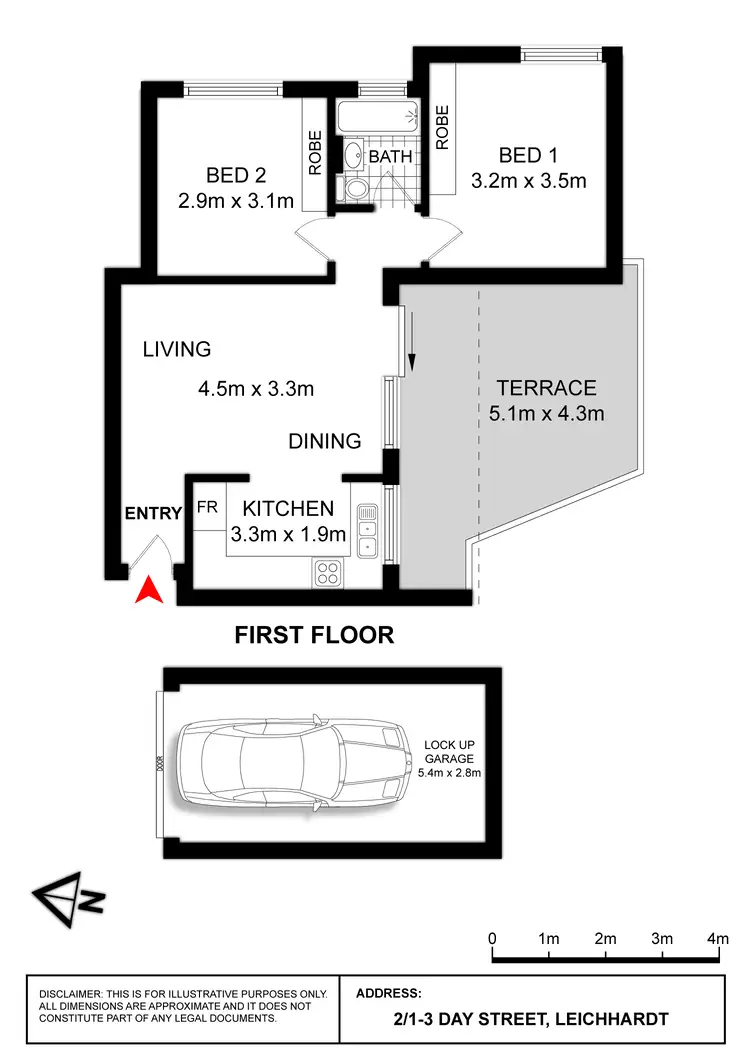 Floorplan of Homely unit listing, 2/1-3 Day street, Leichhardt NSW 2040